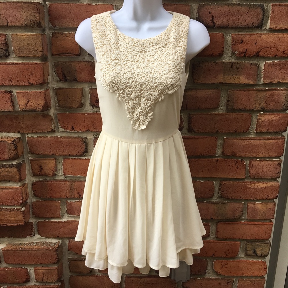 The Style London Cream Sleeveless Dress & Lace XS